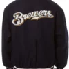 MLB Baseball Team Milwaukee Brewers Two Tone Black Varsity Jacket