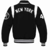 NY Yankees Sailor Collar Black Varsity Jacket