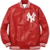 New York Yankees Varsity Red Leather Jacket