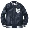 New York Yankees Varsity Navy Blue Leather Jacket