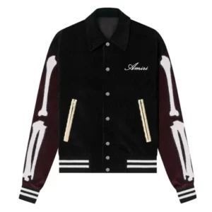 Bones Amiri Corduroy Black Varsity Jacket