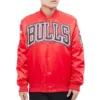 Chicago Bulls Big Logo Red Full-Snap Varsity Satin Jacket