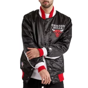 Chicago Bulls Black Varsity Satin Jacket