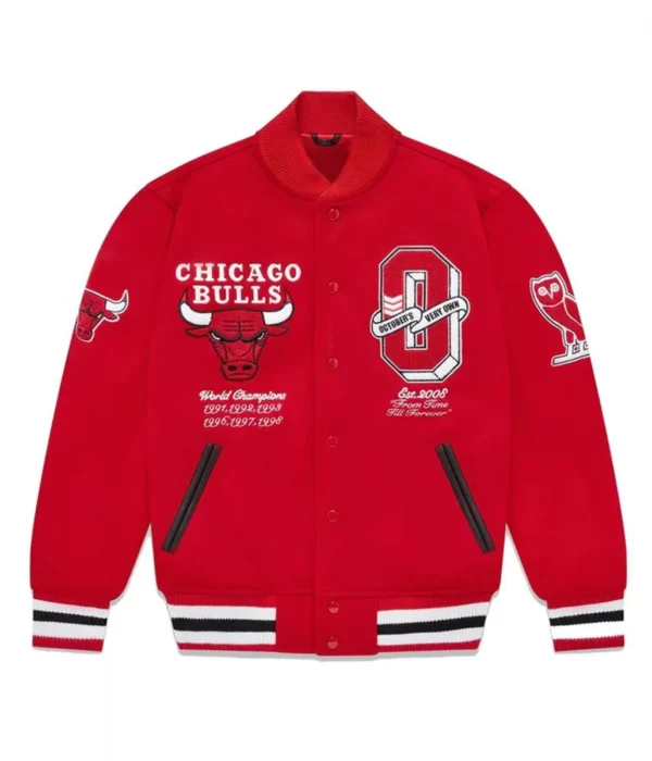 OVO Chicago Bulls Varsity Red Jacket