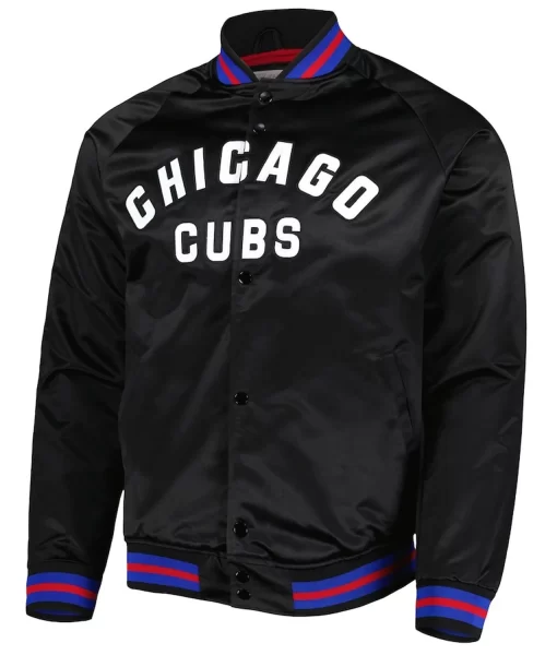Chicago Cubs Black Satin Jacket