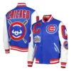 Chicago Cubs Mash Up White and Royal Blue Varsity Jacket