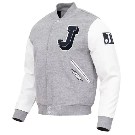 Classic Jackson State Tigers Gray and White Varsity Jacket