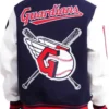 Cleveland Guardians Mash Up Logo Navy Blue Varsity Jacket