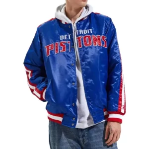 Detroit Pistons Striped Varsity Blue Jacket