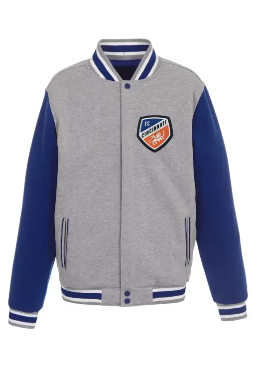 FC Cincinnati Gray and Blue Varsity Jacket