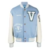 V Felted Light Blue Varsity Jacket