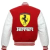 Ferrari Red and White Varsity Bomber Jacket