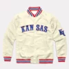 Kansas Jayhawks Circus Font Cream Full-Snap Varsity Jacket