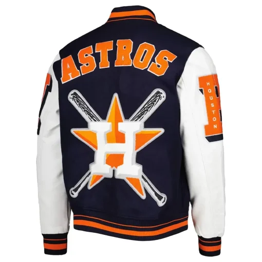 Mash Up Houston Astros Navy Blue and White Varsity Jacket