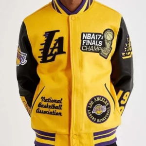 Mash Up Los Angeles Lakers Yellow and Black Varsity Jacket