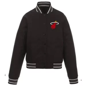 Miami Heat Poly-Twill Black Varsity Jacket
