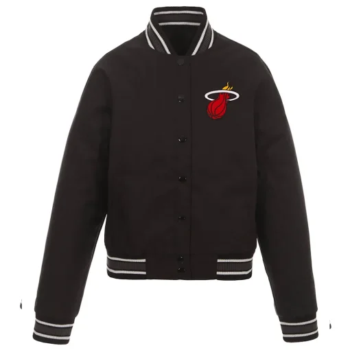 Miami Heat Poly-Twill Black Varsity Jacket