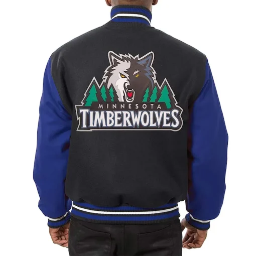 Minnesota Timberwolves Domestic Varsity Black and Royal Jacket