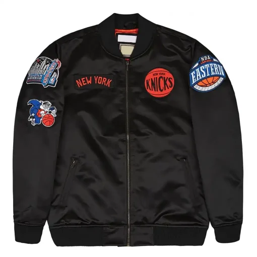 New York Knicks Flight Black Satin Full-Zip Jacket
