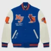 OVO New York Knicks Blue and White Varsity Jacket