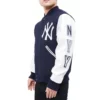 NY Yankees Logo Blended Navy Blue Varsity Jacket
