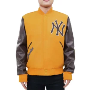 NY Yankees Logo Blended Yellow Varsity Jacket