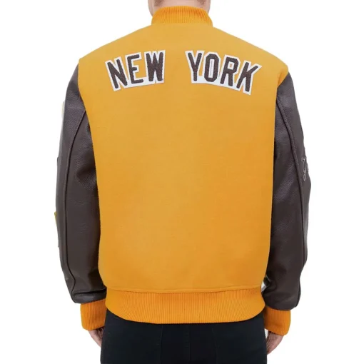 NY Yankees Logo Blended Yellow Varsity Jacket