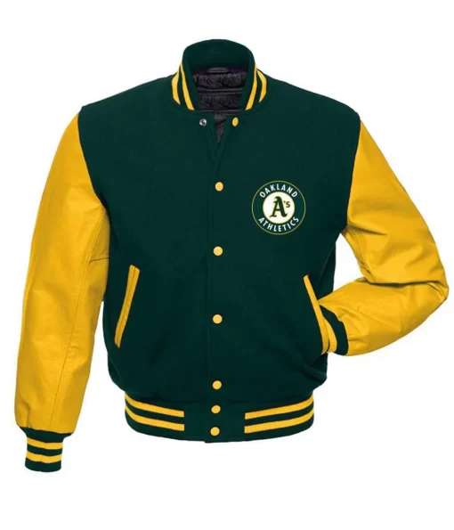 Oakland Athletics MLB Yellow and Green Varsity Jacket