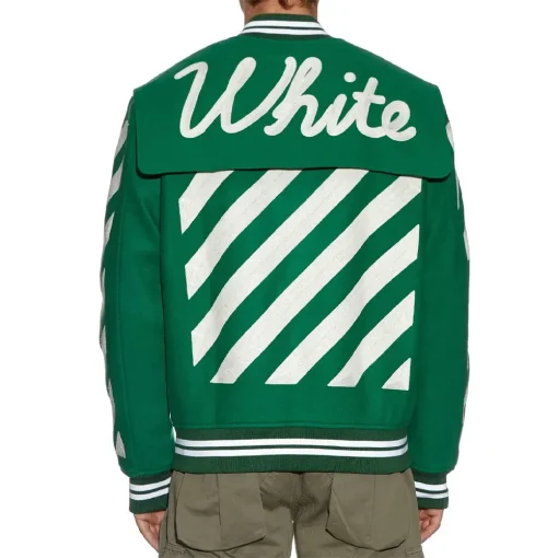 Off-White Green Letterman Jacket