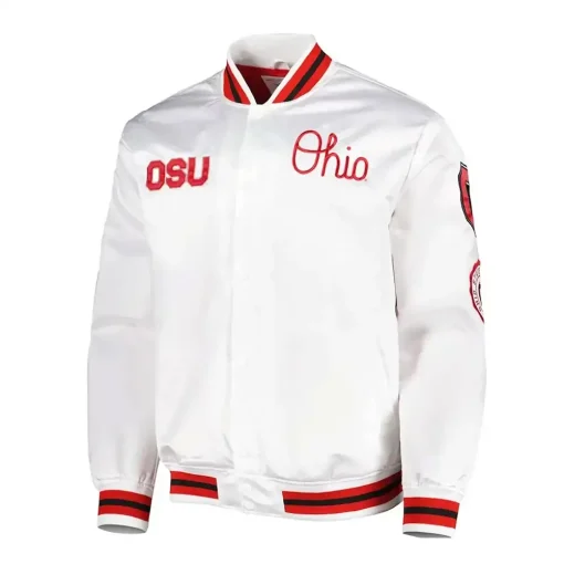 Ohio State University White Bomber Jacket