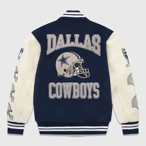 OVO Dallas Cowboys Navy Blue and White Varsity Jacket