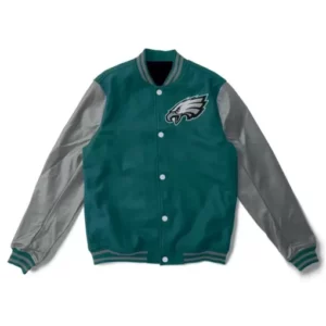 Philadelphia Eagles Green and Grey Varsity Jacket