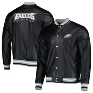 Philadelphia Eagles Metallic Black Leather Jacket
