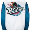 Pistons Ty Mopkins Teal and White Bomber Jacket