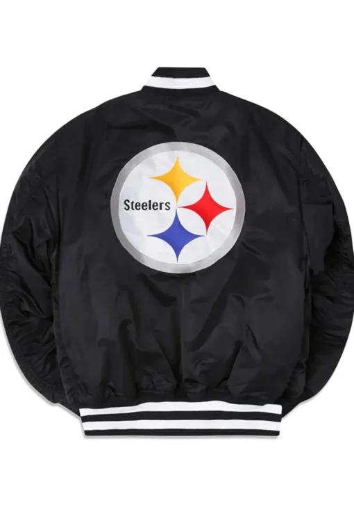 Pittsburgh Steelers MA-1 Black Satin Jacket