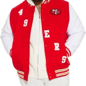 San Francisco 49ers Red and White Varsity Jacket