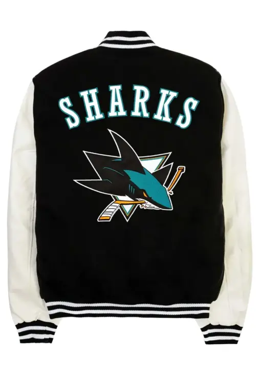 San Jose Sharks Black and White Varsity Jacket