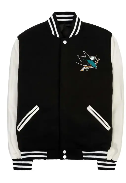 San Jose Sharks Black and White Varsity Jacket