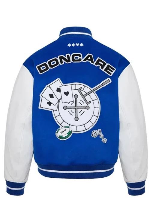 Doncare The Gambler Blue and White Varsity Jacket