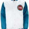 Pistons Ty Mopkins Teal and White Bomber Jacket