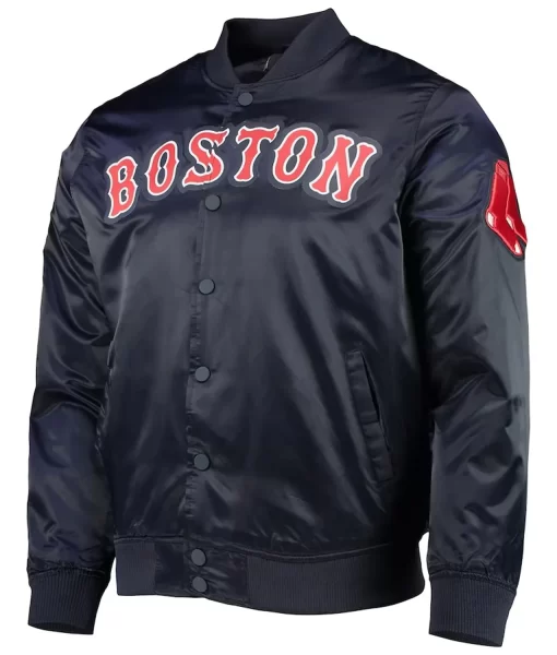 Boston Red Sox Wordmark Navy Blue Satin Jacket