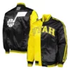 Utah Jazz Fast Break Yellow and Black Satin Jacket