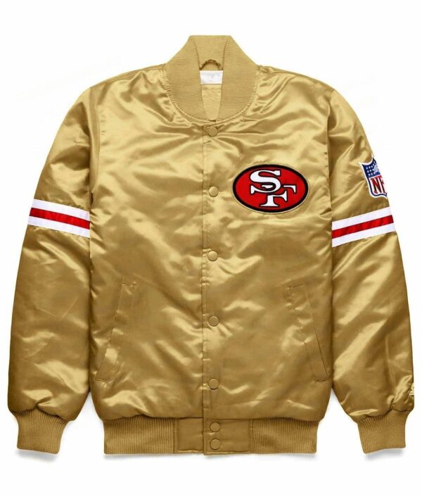 Striped San Francisco 49ers Replica Golden Satin Jacket