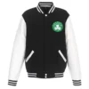 Boston Celtics Black and White Varsity Wool/Leather Full-Zip Jacket