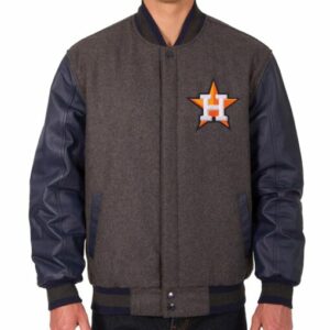 Houston Astros Charcoal/Navy Wool Leather Jacket