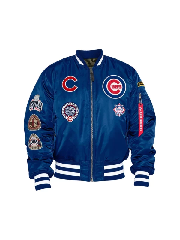 Chicago Cubs X Alpha X New Era MA-1 Blue Bomber Jacket