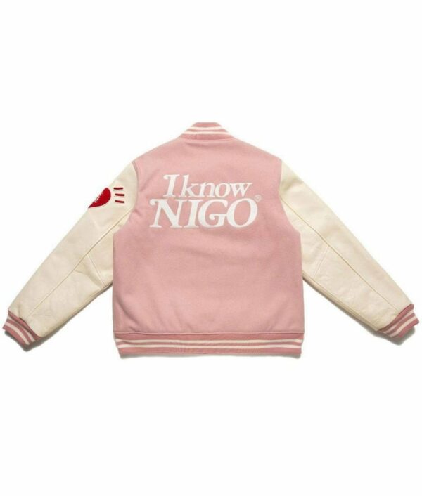 Human Made I Know Nigo Varsity Pink and White Jacket