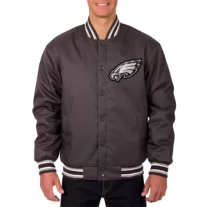 Philadelphia Eagles Poly Twill Gray Varsity Jacket