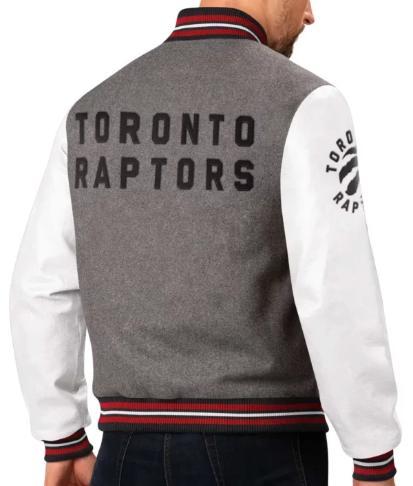 Toronto Raptors Gray and White Varsity Jacket