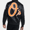 Baltimore Orioles Big Logo Black Satin Bomber Jacket